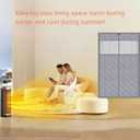Thermal Door Curtain Fits Doors Size 32"x82"Curtain Size 35"x84", Magnetic Insulated Curtain Center Open, Visible Panels,Keep Warm in Winter Cool in Summer, Waterproof Oxford Cloth Pure Gray