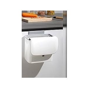 Compost Bin Kitchen for Countertop or Under Sink, 2.6 Gallon Hanging Small Trash Can with Lid, Garbage Can for Cabinet Door, Indoor/outdoor Food Waste Bin for Kitchen, Bathroom, RV, Office, White