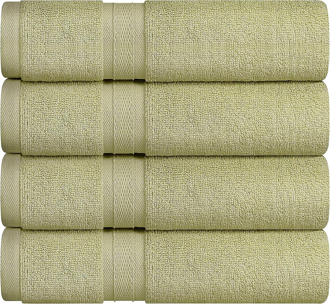 Towel and Linen Mart 4 Pieces Bath Towel Sets - Sage Green - 2 ply Low Twist Luxurious,Quick Dry, Extra Absorbent, 100% Ring Spun Cotton 600 GSM (27 x 54, Pack of 4)