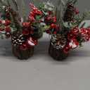 Hatisan Small Christmas Tree with Christmas Ornaments Pine Cone Berry, Tabletop Artificial Christmas Tree for Christmas Decorations Home Room Party Winter Indoor Outdoor(2 Pack Red-Round)