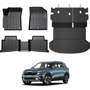 Floor Mats for Kia Seltos 2024-2026, All Weather Floor Mats Trunk Cargo Liner with Backrest Protectors Accessories, Full Coverage Set (Not fit Subwoofer)