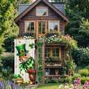 3 x Spring St Patricks Day Garden Flag 12x18inch Double Sided Burlap The Squirrel Lucky Shamrock Garden Flags Happy St. Patrick's Day For Outdoor Yard Patio Lawn Decor,Green Hat with Clovers Gold Coin Pot Welcome Outside Decorations Banner (RMQ88)