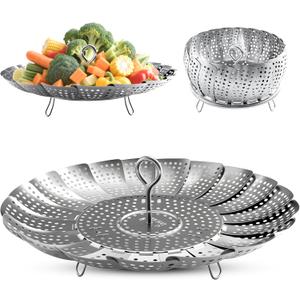 Steamer Basket Stainless Steel Instant Pot Accessories for Food and Vegetable, Zocy Premium Expandable Steam Basket to Fit Various Size Pots Medium (6.1" to 10.2"))