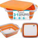 Tiawudi Large Collapsible BBQ Prep Tub with Lid(4.22 Gal/16L), Foldable Camping Sink with Colander, Cutting Board, Dish Basin for Kitchen, Bowl, Vegetable and Fruit, Storage Basket for Picnic, 20"L x 16.3"W