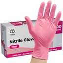 100 Count Pink Nitrile Disposable Gloves - Latex & Rubber Free, Non-Sterile Powder Free