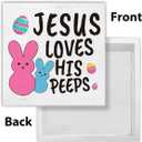 Christian Easter Decor - Easter Decorations for Home - Jesus Loves His Wooden Sign Home Bathroom Shower Room Restroom Toilet Table Shelf Desk Decorations 55 Inches