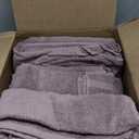 Lane Linen purple towels, Sizes: 60" x 34" (2 pcs); 50" x 26" (4 pcs); 24" x 16" (6 pcs); 12" x 16" (4 pcs); 11" x 11" (7 pcs