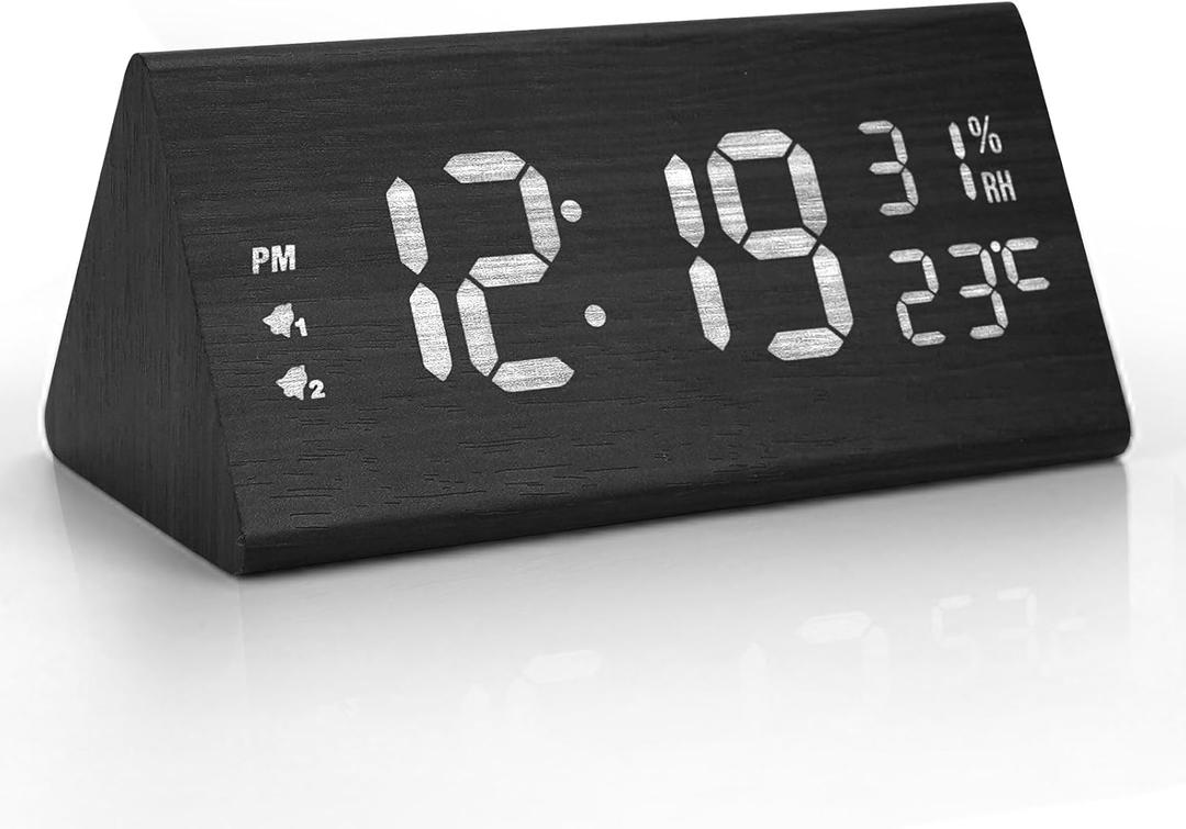 Digital Alarm Clocks for Bedrooms - Digital Clock Large Display, Bedside Clock with LED Display for Bedroom, Travel, Office (Black)