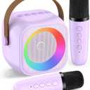 Karaoke Machine for Kids Adults, Karaoke Toys Gifts for Girls Boys, Portable Bluetooth Speaker with Wireless Microphone, Birthday Gifts for Girls Boys Ages 4, 5, 6, 7, 8, 9, 10, 12+ Years Old (Purple 2 Mics)