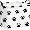 HIYAGON Dog toy Basket Dog Toy Bin Cute Toy Storage Basket Organizer Box Kids Gift Basket Empty Rectangular Room Decor for Home(Paw)