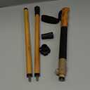 Trekking Poles- 1-pc Pack - Adjustable Hiking or Walking Stick Strong, Natural Beech Wood - Quick Adjust Flip-Lock - Beech Wood Grip, Leather Strap (Brown)