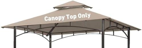 OLILAWN Grill Gazebo Replacement Canopy Roof, 5' x 8' Outdoor BBQ Gazebo Canopy Top Cover, Double Tired Grill Shelter Cover with Durable Polyester Fabric, Only Fit for Model L-GG001PST-F, Khaki