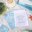 FYSUIMU 12Pcs Bachelorette Hangover Bags Last Toast on The Coast Drawstring Storage Bags with Gift Tags Blue White Bachelorette Party Favor Bag Kit for Coastal Beach Bach Party Supplies