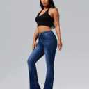 roswear Women's Trendy Stretchy Flare Jeans Mid Rise Bootcut Curvy Denim Pants (L)