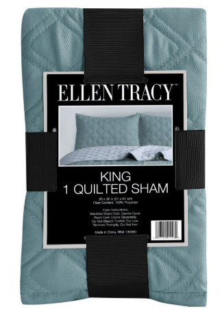 King 1 Quilted Sham 20x36in 100% Polyester