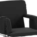 Flash Furniture Malta Heated Stadium Seat with Back Support, 6 Recline Positions, Portable Chair with Backpack Straps, USB Battery Pack Not Included, Black
