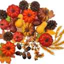 Fake Pumpkin Decor Set,Mini Fake Pumpkin Decor,Fall Harvest Decorations,Halloween Thanksgiving Decor and Table Centerpieces (Yellow)