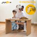Elevated Dog Bowls, Waterproof Raised Dog Bowl for Medium & Large Dogs, HIPS Poly Lumber Stand with 2 Stainless Steel Bowls (HIPS Poly Lumber, Teak-Color)