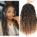 SamBraid Goddess Locs Crochet Hair 14 Inch, 4 Packs New Goddess Faux Locs Crochet Hair for Black Women, River Hair with Curly Ends (14Inch, T27#, 4Packs)