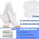 24 Pairs White Cotton Gloves for Dry Hands Eczema with 8 Laundry Bags, Soft Unisex Moisturizing Gloves for Sleeping Overnight, Breathable Work Glove Liners for Coin Jewelry Inspection, Art Handling