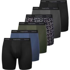 Athletic Men's Underwear Boxer Briefs 6" Moisture Wicking Underwear for Men Pack, Anting Chafing, Fly (3pattern/Grey/Green/Black)