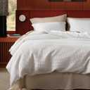Bedsure Cotton Duvet Cover Set - 100% Cotton Waffle Weave Coconut White Duvet Cover Oversized King Size, PureWoven Breathable Bedding Set for All Season,  120"x98"