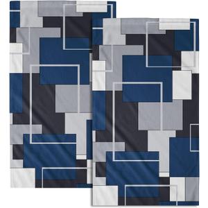 Navy Blue Geometric Hand Towels for Bathroom Set of 2 Navy Blue Black Modern Decorative Hand Towels for Bathroom Microfiber Abstract Hand Bath Towel Kitchen Towels Quick Dry Towel Sets 14"x28"