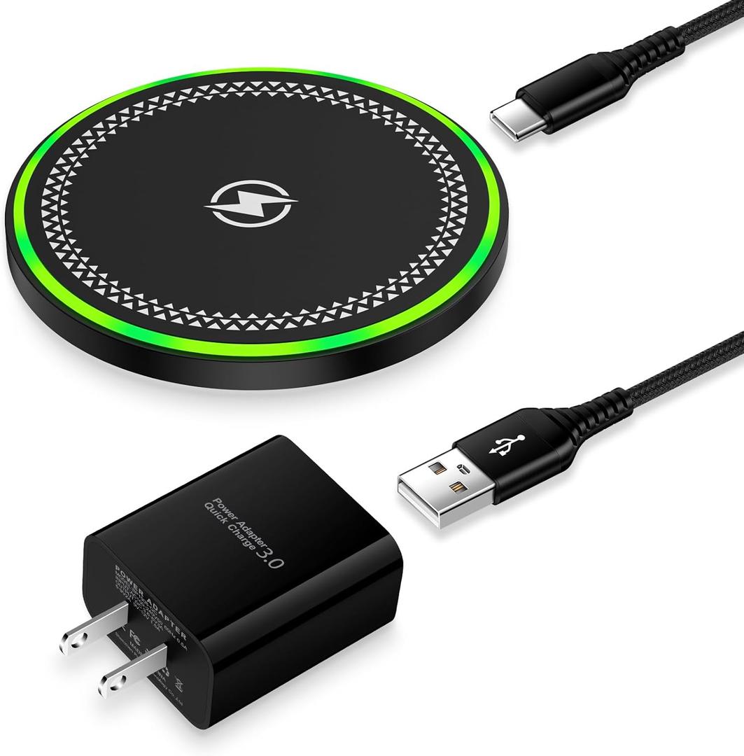 for Samsung S25 Ultra Wireless Charger Fast Charging Pad for Samsung Galaxy S25/S24 FE/S23/S22/S21/S20/S10/Z Flip 6/5, 15W Android Wireless Charger Station with QC Adapter for Google Pixel 9/8a/7 Pro