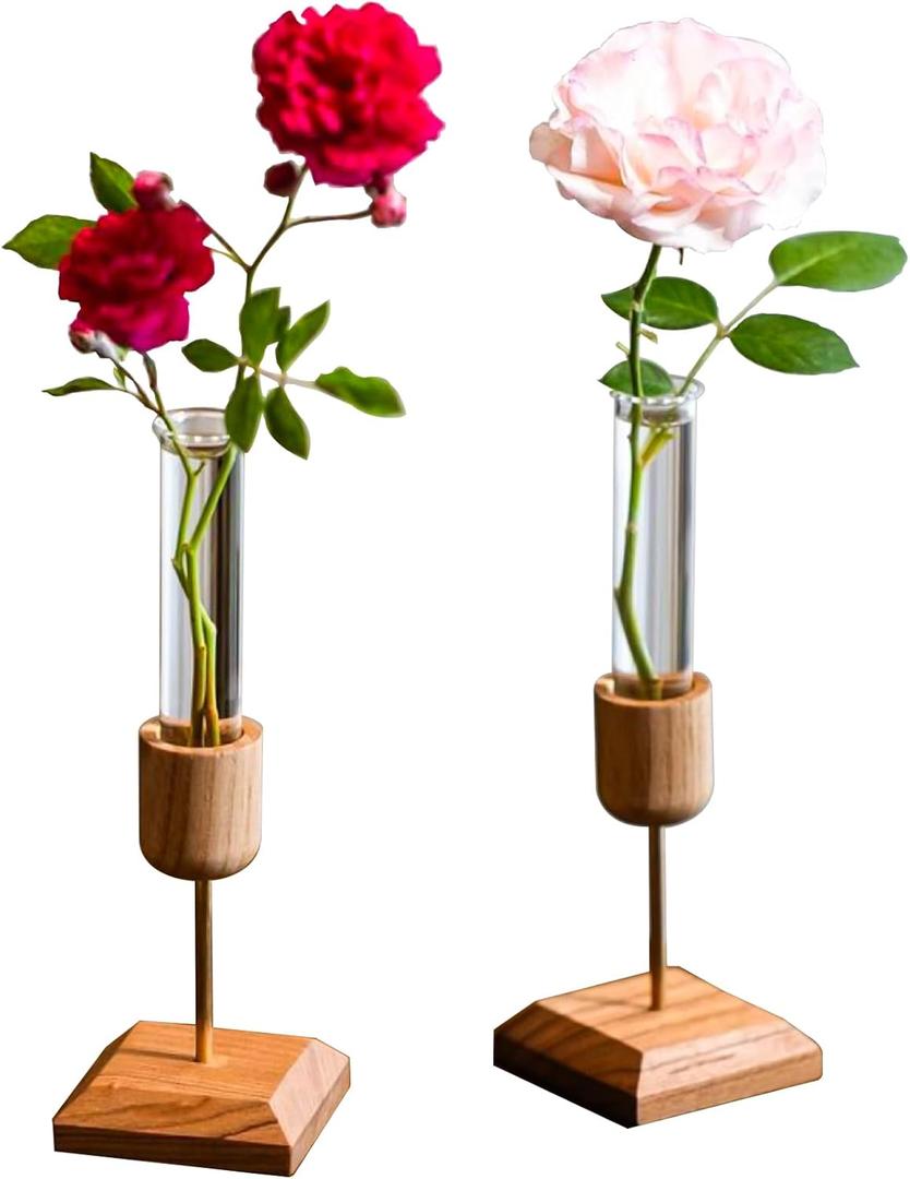Clear Narrow Neck Test Tube Vase,Elegant Small Vase for Living Room & Home Decor All Seasons Plants Home décor Lover Gifts for Women