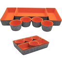 Teeo - Desktop Storage Drawers - Makeup Organizer Drawers - Office Drawer Organizer Tray - Pink Organizers and Storage - Home Desk Bins Dividers Box Compartment Organization - Pack of 7, Orange