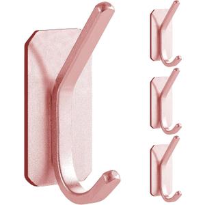 Paoli Heavy Duty Adhesive Hooks,Self-Adhesive Hooks Multiple Colors and Styles 30 lb Maximum Load for Home Schools and Offices (4pc, Rose Gold)