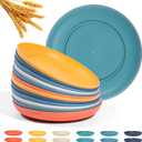 Klickpick Home 12 Pcs Wheatstraw Fiber Dinner Plates best alternative for Plastic Plates Unbreakable Plate set wheatstraw Material Microwave And Dishwsher Safe Plates In 6 Bright Colors.