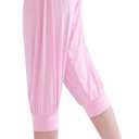 Hoerev Women Super Soft Modal Spandex Harem Yoga Pilates Capri Pants Lounge Pant (Pink, XL)