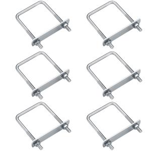 6 Pack Square U-Bolts, Stainless Steel U-Bolts with Frame Plates and Nuts, 2"/50mm Inner Width 3.15"/80mm Length, U Shaped Bolt for Automobiles Trailer, Ski Boat, Sailboat (Square, 2"/50mm)
