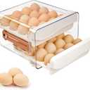 Egg Storage Container for Refrigerator,32 Egg Holder for Fridge,Large Capacity Egg Organizer for Refrigerator,Stackable Egg Tray,Clear Egg Container,Egg Drawer With Time Scale