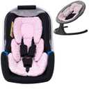 Infant Car Seat Insert, 2-in-1 Reversible Baby Car Seat Head and Body Support, 3D Air Mesh Baby Car Seat Cushion with Cotton Filled, Newborn Carseat Head Support for Stroller, Swing, Carrier(Pink)