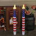 Wondise Patriotic Flameless Taper Candles With Remote & Timer - Red White and Blue Battery Operated Real Wax LED Flag Candles for Independence Day Decoration