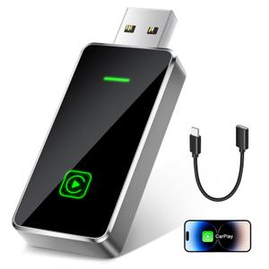 Wireless CarPlay Adapter for iPhone iOS 10+ & Cars from 2015+, Mini Edition, Converts Factory Wired to Wireless CarPlay Dongle Plug & Play, Stable Car Control & No Delay