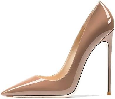 Qunvngutui Women's Pointed Toe Shallow Stiletto Heels 4.7 Inch Pumps Wedding Party Banquet Shoes Size42