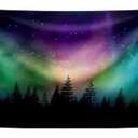 10X7FT Fabric Northern Lights Backdrop Forest Aurora Borealis Night Sky Portrait Background Birthday Party Decoration Banner Winter Landscape Polar Lights Wallpaper Photo Booth Studio Props