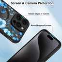 OOK Magnetic Case Fit for iPhone 15 Pro Max 6.7 Inch (Compatible with MagSafe) Soft TPU and Hard PC Phone Cover with Blue Floral Flowers Anti-Scratch Shockproof Protection Case for Women