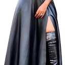 Lexiart Womens High Waisted Sexy Pu Leather Vintage High Split A-Line Swing Long Skirt with Pockets