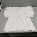 CeCe Double Flutter Sleeve Shirred Shoulder Top (White, L)