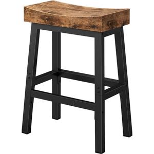 WINAZ Rustic Bar Stools, 24 Inch Barstools, Counter Height Stools with Footrest, Wooden Stool for Kitchen Island, Heavy Duty Backless Chair for Dining Table Farmhouse Outdoor 1 PC