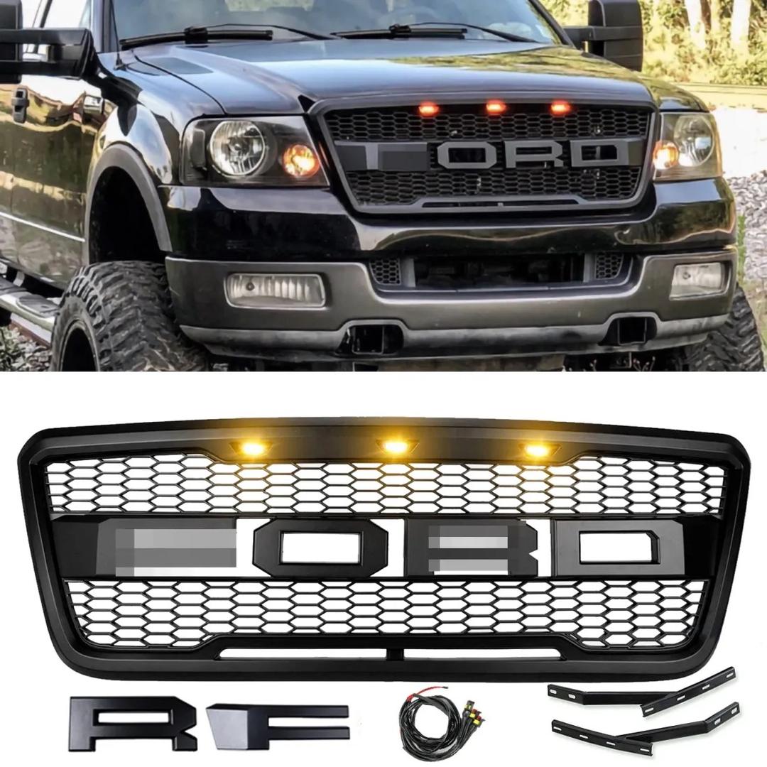 For 2004 2005 2006 2007 2008 Ford F150 F-150 Raptor Style Grill Front Grille Mesh with LED 