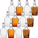 Jinei 12 Pcs Whisky Glass Flask Swing Top Glass Bottles Vanilla Extract Bottles Men Liquor Flask for Homemade Vanilla Extract, Lemoncello, Kombucha, Water Kefirm Apply Christmas Wedding Gifts(5.5 Oz)