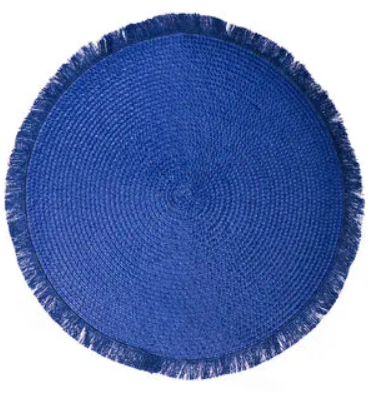 4 PK FRINGE PLACEMAT BLUE