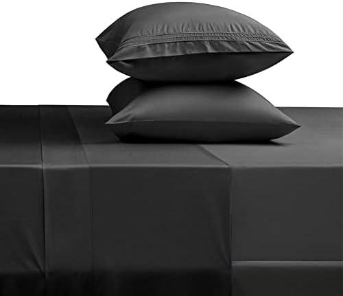 SONORO KATE Bed Sheet Set Super Soft Microfiber 1800 Thread Count Luxury Egyptian Sheets 18-Inch Deep Pocket Wrinkle and Hypoallergenic-4 Piece(Queen, Black)