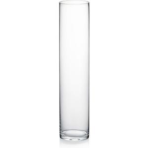 WGVI Quality Thick Weighted Tall Clear Cylinder Glass Vases, 4" W x 18" H, Flower Arrangement Floating Candle Holders Wedding Centerpieces Event Floral Container Artistic Display Home Decor, 1 Piece