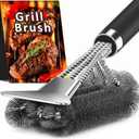 TNTOR Grill Brush with Scraper, 18" Adjustable Handle BBQ Grill Brush for Outdoor Grill, Extra Strong Grill Cleaner Accessories for Grill/Smoker/Gas/Charcoal Grill Cleaning-Gifts for Grill Wizard/Dad (Silver Black)